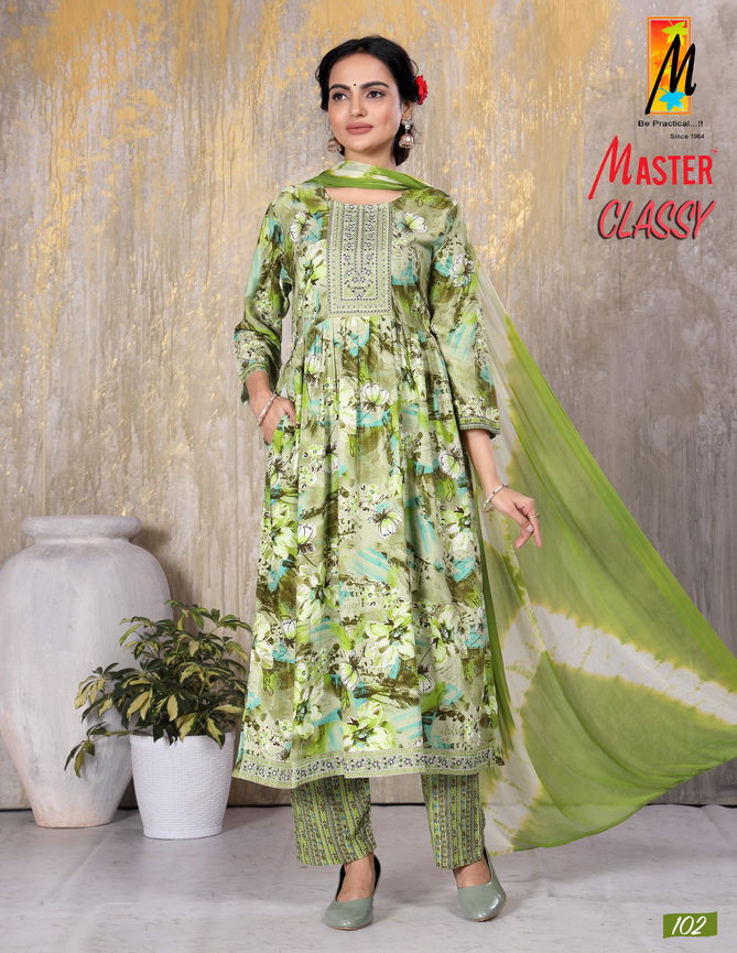 Classy By Master Naira Cut Rayon Printed Kurti With Bottom Dupatta Wholesale Price In Surat